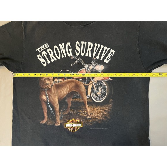 Vntge Harley Davidson T Shirt 3D Emblem Pit bull Strong Survive Niagara Falls  L - Picture 3 of 16